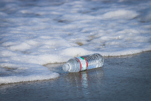 plastic bottle on the beach