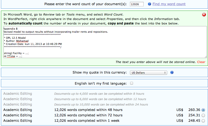 Editing dissertation cost