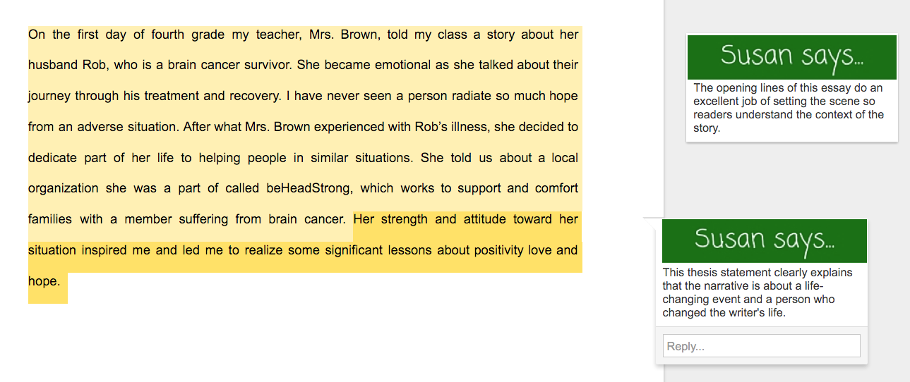 example of academic writing story