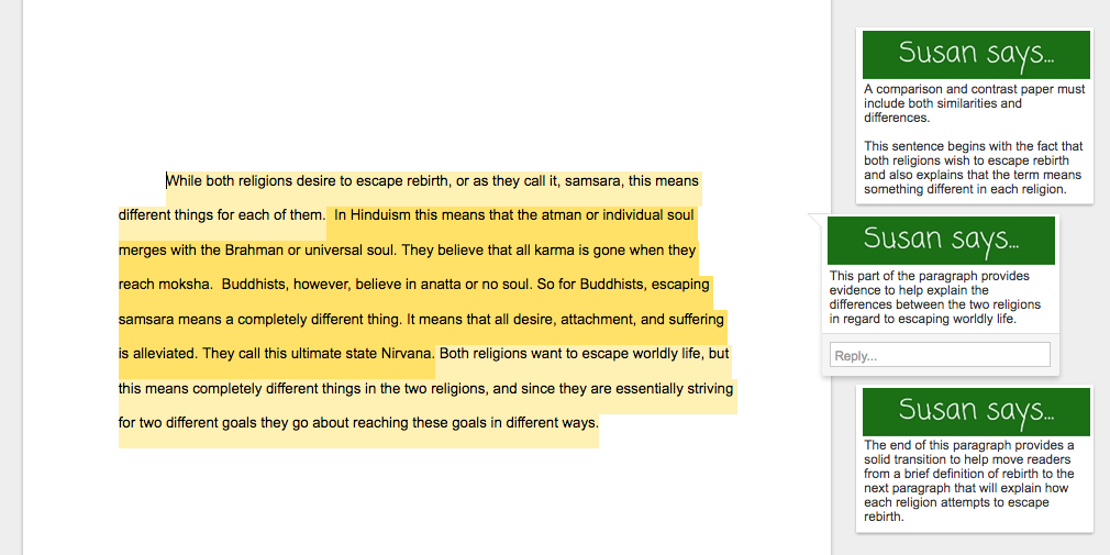 a comparison essay examples