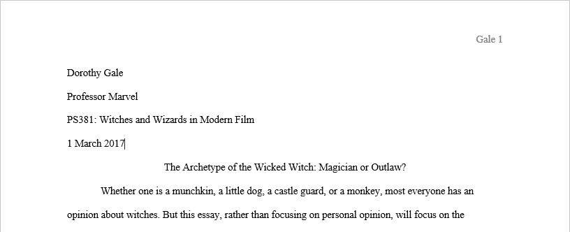 movie title in an essay mla