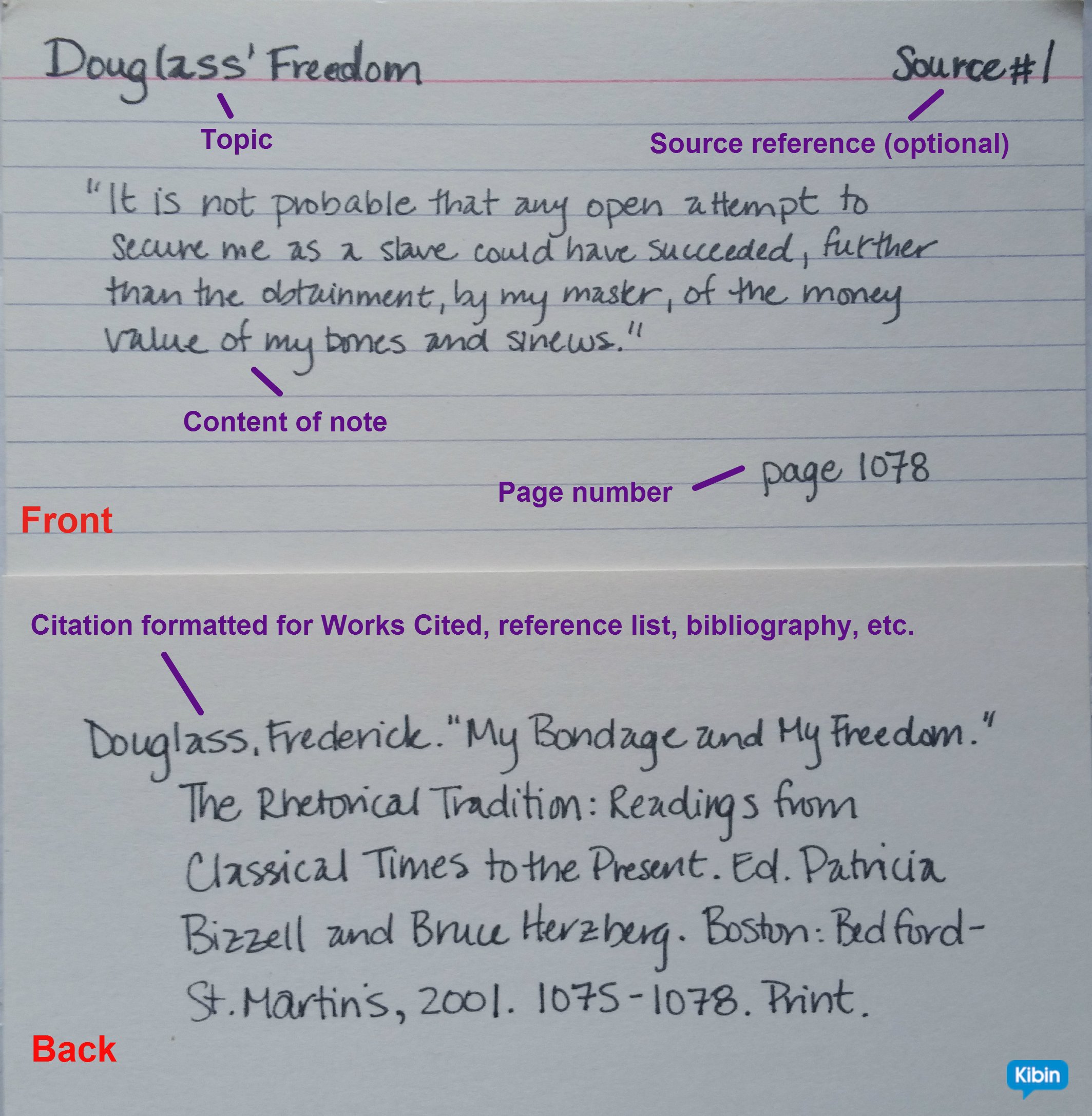 how to write index cards for a research paper