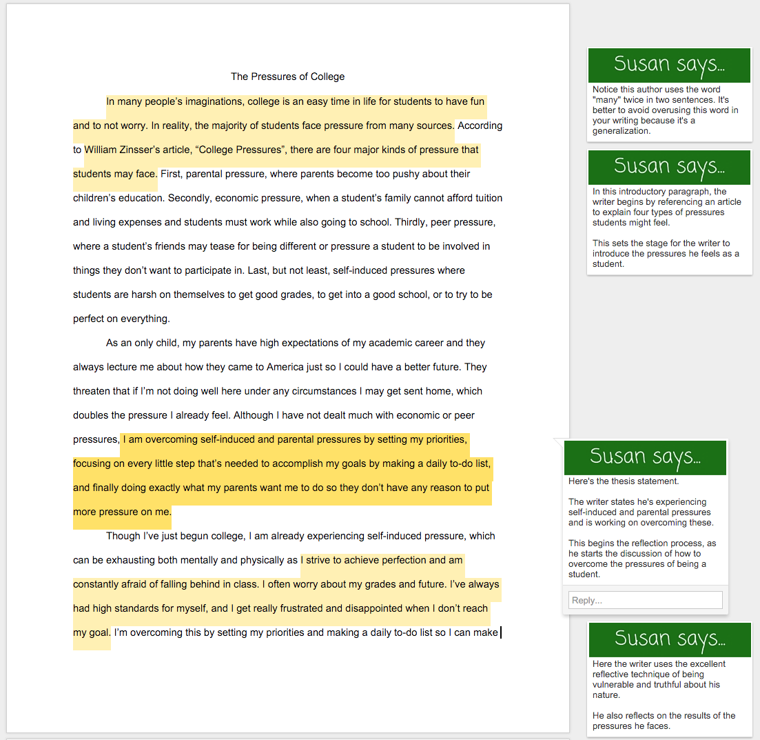 College Reflection Essay Sample Essay Writing Top
