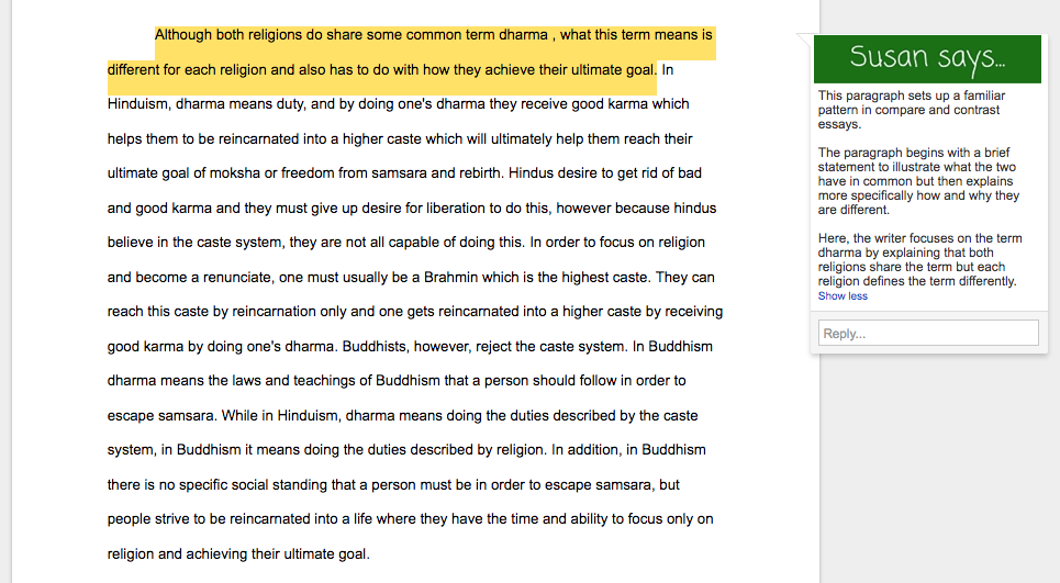 how to start a comparison paragraph example