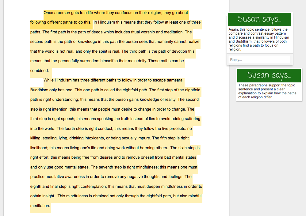 comparative and contrast essay examples