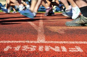 feet crossing finish line in race