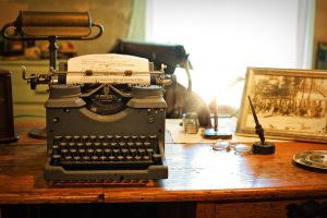 vintage manual typewriter on desk