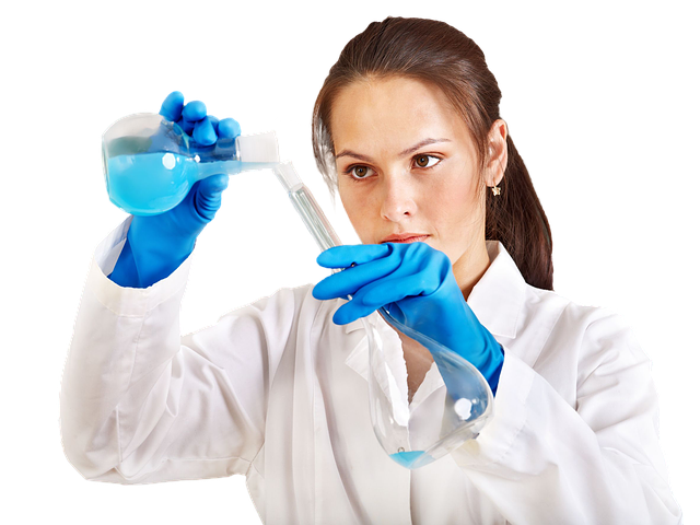 scientist pouring liquid into test tube